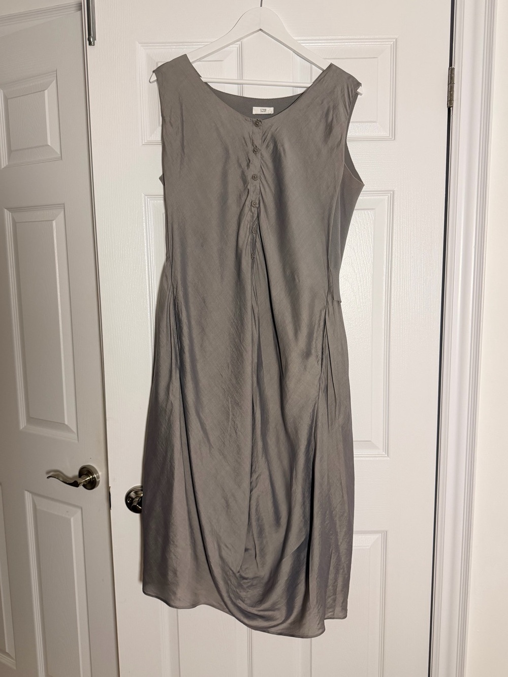 Crea Concept 100% Silk Grey Draped Midi Dress Size 46